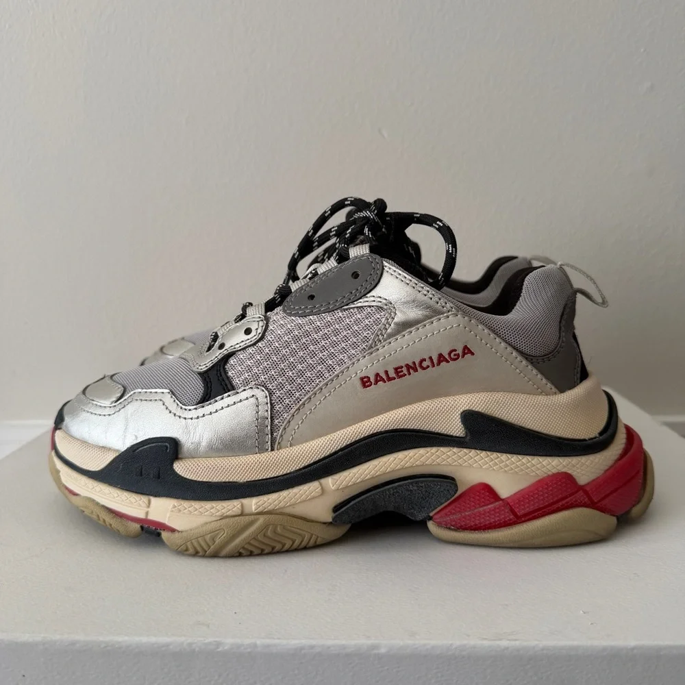 Balenciaga Wmns Triple S Sneaker 'Silver Black Red' - Picture 3 of 14